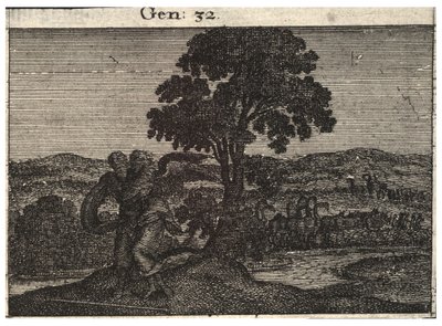 Jakob ringt mit dem Engel. Zustand 1 von Wenceslaus Hollar